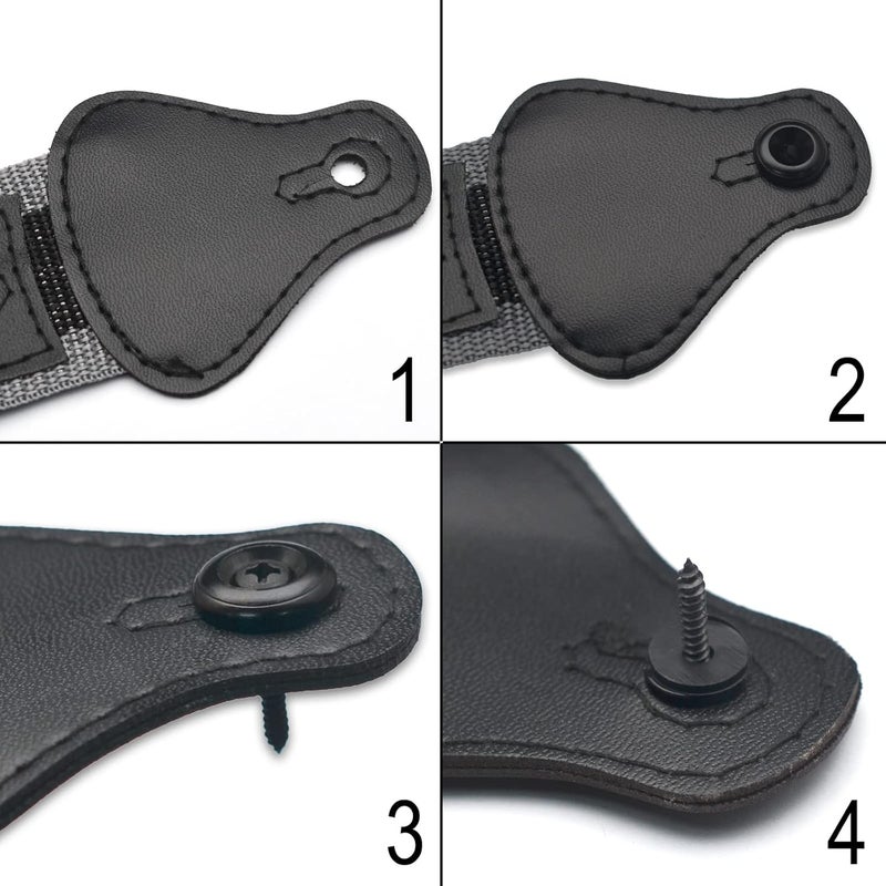 MAXCHEER 2PCS Mushroom Style Guitar Ukulele Bass Strap Lock Lock Metal Music Parts (Black) - Image 3